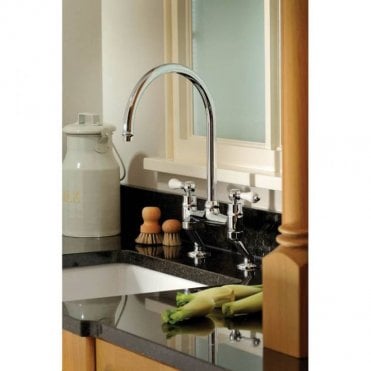 Adobe Ludlow Dual Lever Bridge Kitchen Sink Tap Chrome