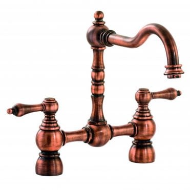 Abode Bayenne Dual Lever Bridge Kitchen Mixer Century Copper AT3089