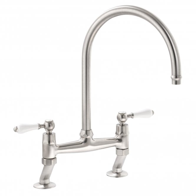 Abode  Ludlow Bridge Dual Lever Kitchen Tap Brushed Nickel