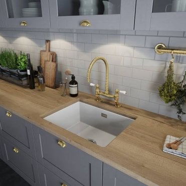 Abode Ludlow Dual Lever Bridge Kitchen Tap Antique Brass