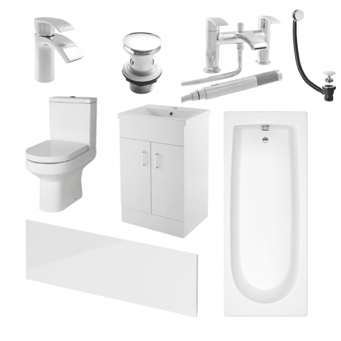 Aqua Dream Status Harmony Complete Bathroom Suite Package With 1700mm Bath And 500mm Vanity Unit