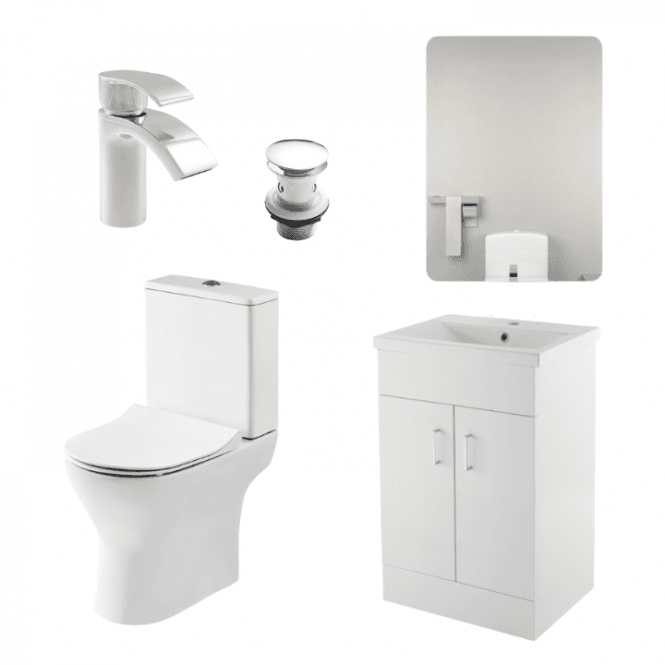 Aqua Dream Status Round Complete Bathroom Suite Package With 1400mm And 600mm Vanity Unit With Mirror