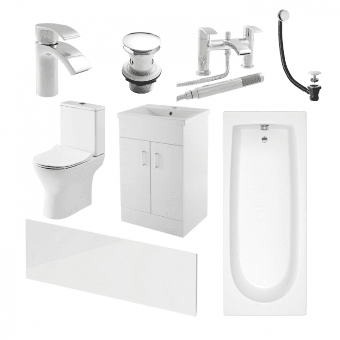 Aqua Dream Status Round Complete Bathroom Suite Package With 1700mm Bath And 600mm Vanity Unit