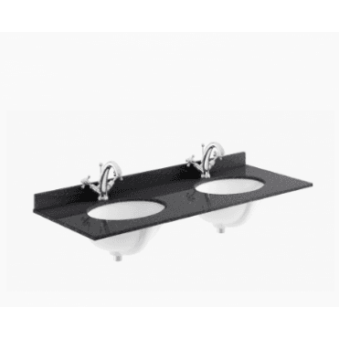 Bayswater 1200mm Marble Double Bowl 1 Tap Hole - Black Marble