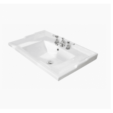 Bayswater 600mm Traditional Ceramic Basin 3 Tap Hole - White Ceramic