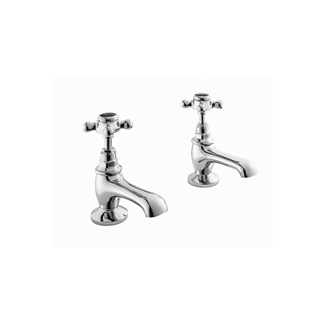 Bayswater  Basin Taps - Crosshead - Black/ Chrome Hex