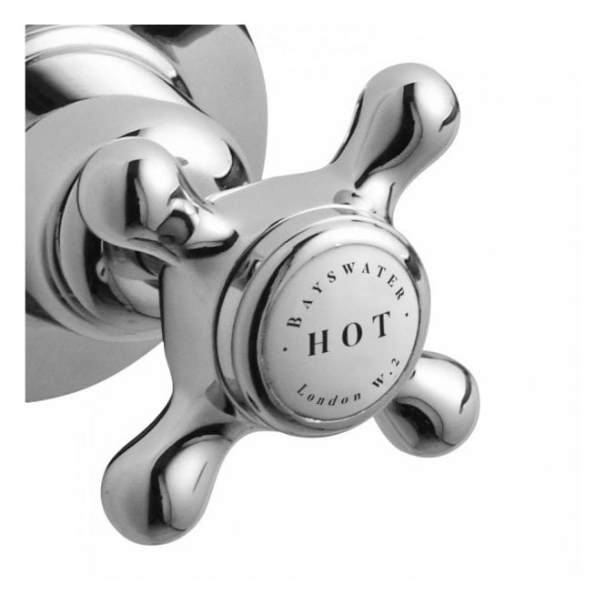 Bayswater  Basin Taps - Crosshead - White/ Chrome Hex