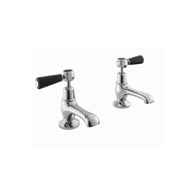 Bayswater  Basin Taps - Lever - Black/ Chrome Domed