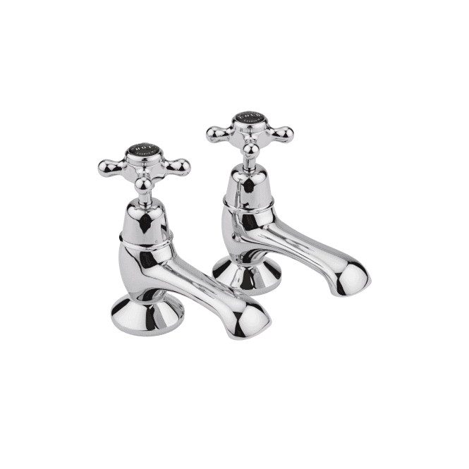 Bayswater  Bath Taps - Crosshead - Black/ Chrome Domed