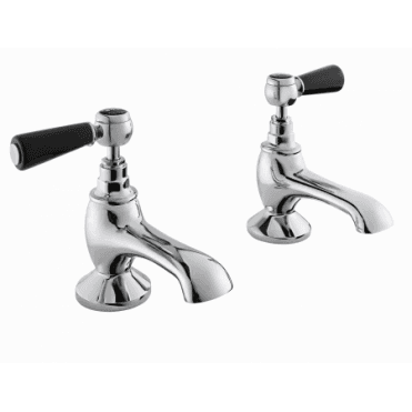 Bayswater Bath Taps - Lever - Black/ Chrome Hex