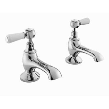 Bayswater Bath Taps - Lever - White/ Chrome Hex