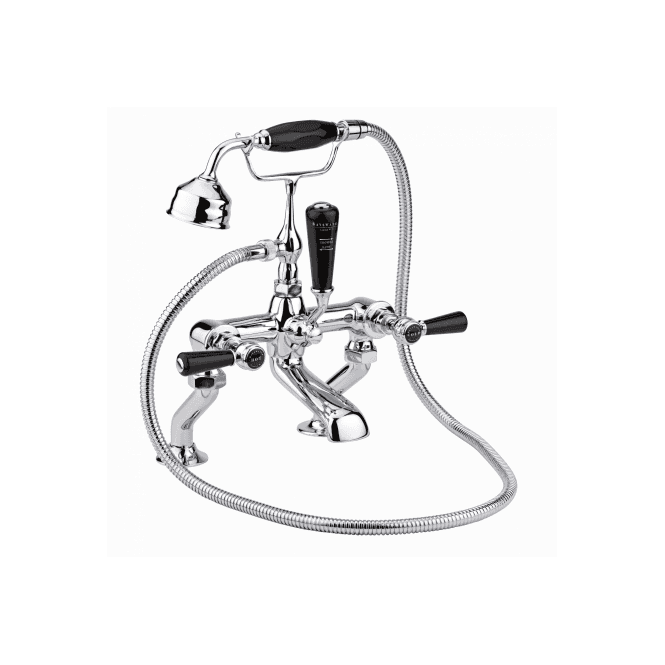 Bayswater  Deck Mounted Bath Shower Mixer  - Lever - Black/ Chrome Hex