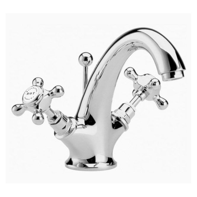 Bayswater  Mono Basin Mixer - Crosshead - White/Chrome Hex