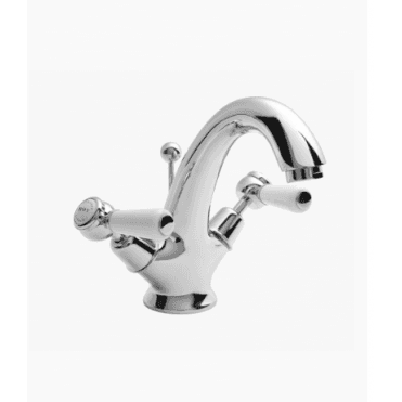 Bayswater Mono Basin Mixer - Lever - White/Chrome Domed