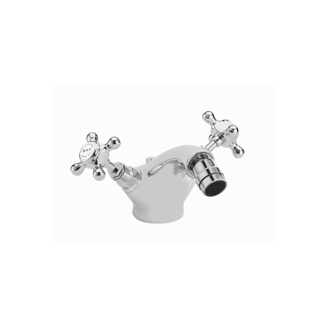 Bayswater  Mono Bidet Mixer - Crosshead - White/ Chrome Hex