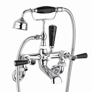 Bayswater Wall Mounted Bath Shower Mixer  - Lever - Black/ Chrome Hex
