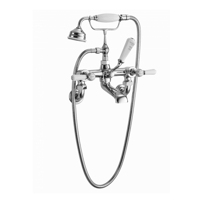 Bayswater  Wall Mounted Bath Shower Mixer  - Lever - White/ Chrome Hex