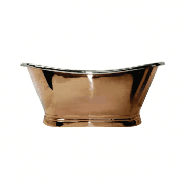 Freestanding 1500mm Copper Boat Bath - Copper Outer/Nickel Inner