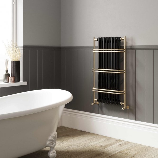 DQ Heating DQ Burnham Vertical Radiator 900mm - Polished Brass