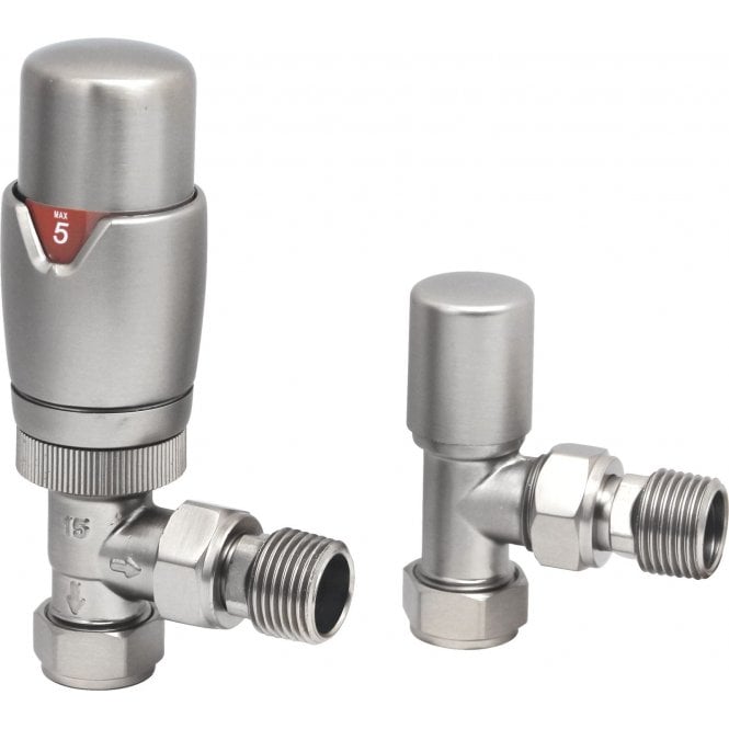 DQ Heating DQ Essential TRV Angled - Brushed Nickel