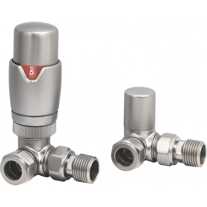 DQ Heating DQ Essential TRV Corner - Brushed Nickel