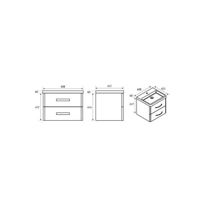 Eastbrook Cavone 60 wall hung drawer unit