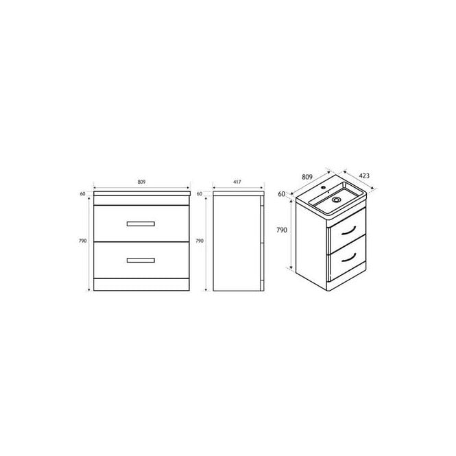 Eastbrook Cavone 80 Drawer base unit