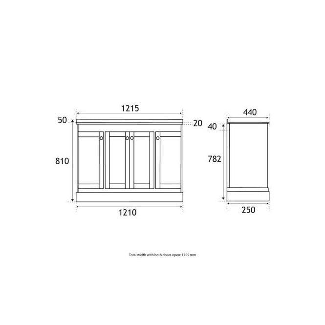 Eastbrook Hardwick Traditional double bowl Vanity Unit