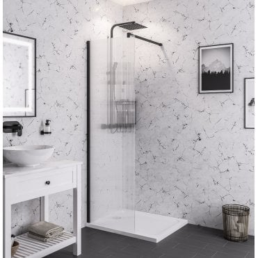 Vantage 2000 8mm fluted glass walkin panel 1200 x 2000 Black