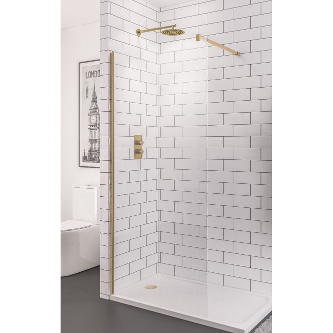 Eastbrook Vantage 2000 8mm walkin panel 1300 x 2000 Brushed brass