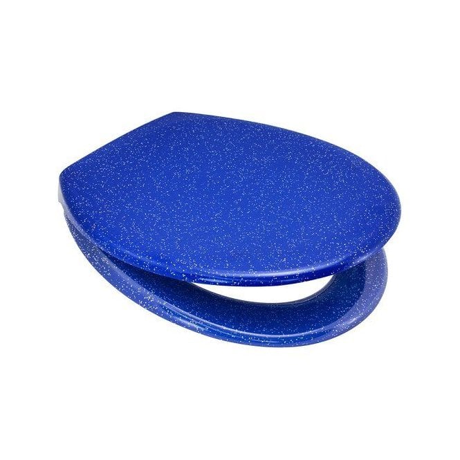 Euroshowers Rainbow Glitter Blue Soft Close Quick Release Toilet Seat