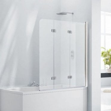 Frontline Aquaglass+ 6mm Frameless 3 Fold Bath Screen - Left Hand