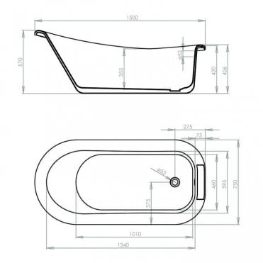 Frontline Camden 1500 x 750 Slipper Bath