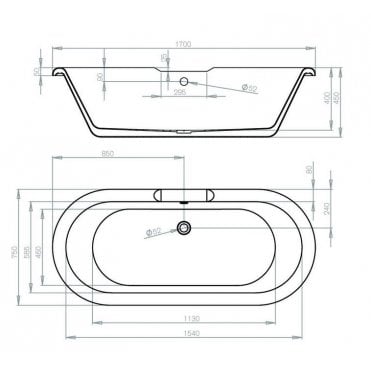 Frontline Hebden  1700x750 Bath Dust Grey D/E