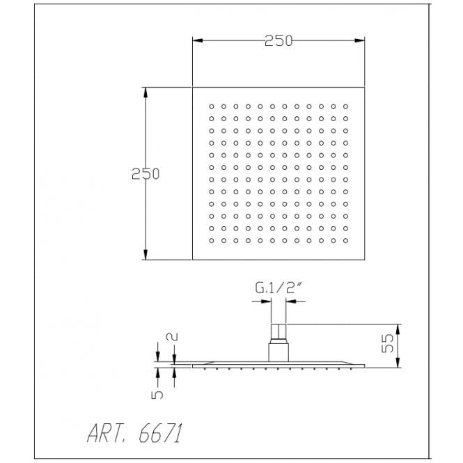 Frontline  Matt Black 200Mm Square Shower Head F09585