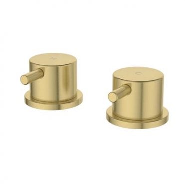 Frontline Round Deck Bath Side Valve Brushed Brass F10386
