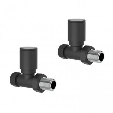 Frontline Straight Radiator Valves (Pair) Black F09234