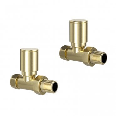 Frontline Straight Radiator Valves (Pair) Brush Brass F09235
