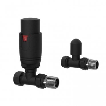 Frontline Straight Thermostatic Valve Set Black F09242