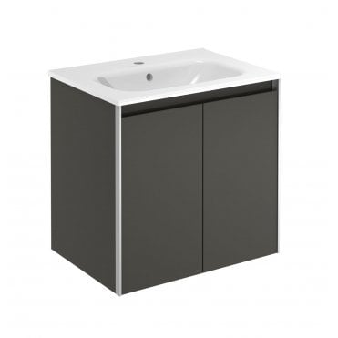 Frontline Valencia 600mm 2 Door Wall Unit - Samara Ash with Basin