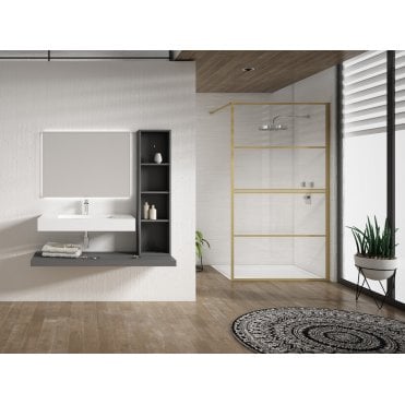 Frontline Velar Clear Walk-In 800Mm Brushed Brass F07523