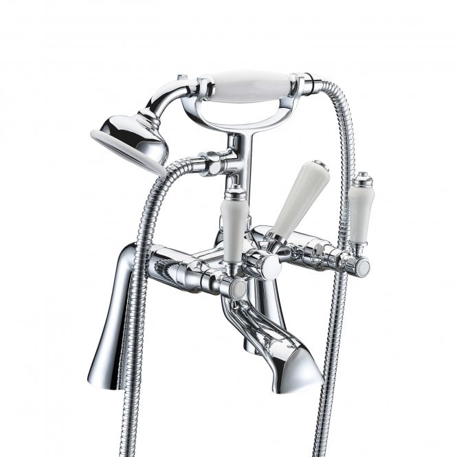 Frontline  White Lever Bath Shower Mixer Chrome F09876