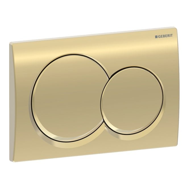 Geberit  Alpha01 flush plate for dual flush, round: Brass coloured