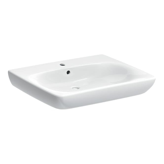 Geberit  eberit Selnova Comfort 650mm Square Washbasin - White - 1 Tap Hole