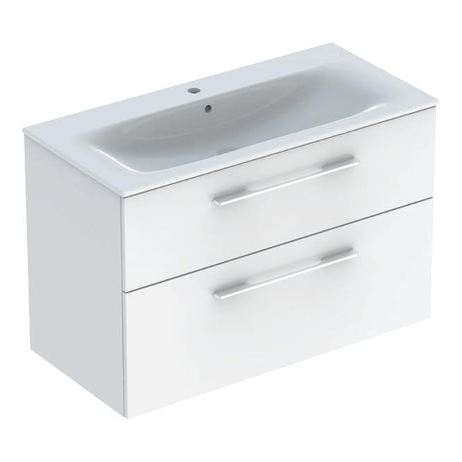 Geberit  eberit Selnova Square S 1000mm Slim Vanity Unit And Basin - White - 2 Drawer