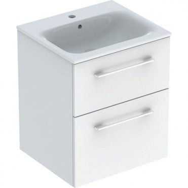 Geberit Selnova Square S 550mm Slim Vanity Unit And Basin - White - 2 Drawer