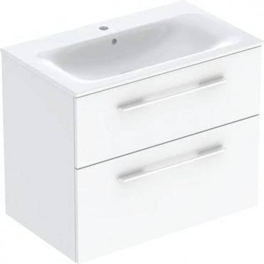 Geberit Selnova Square S 800mm Slim Vanity Unit And Basin - White - 2 Drawer