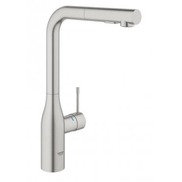 Grohe 30270Dc0 Essence+ Ohm Sink Mixer L-Spout Pull-Out Spray, Supersteel 30270DC0