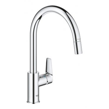 Grohe Bauedge ½" One Hole Mixer Sink Mixer C-Spout With Pull Out Function - Chrome