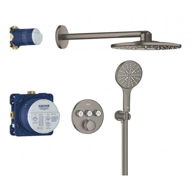 Grohe  Grohtherm SmCtr Rd Conc 3 Func Shower System 310 - Hard Graphite